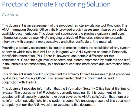 澳大利亞國立大學Online exam通知